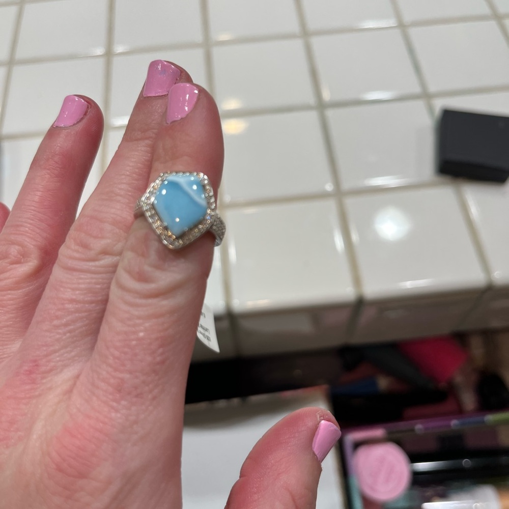 Elegant Silver and Blue Larimar Ring